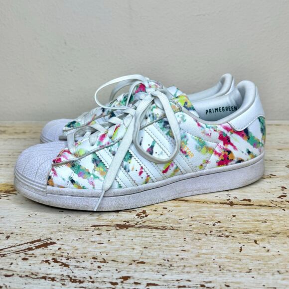 Adidas Primegreen Watercolor Floral Superstar Casual Sneaker Shoes 6 - Picture 7 of 7